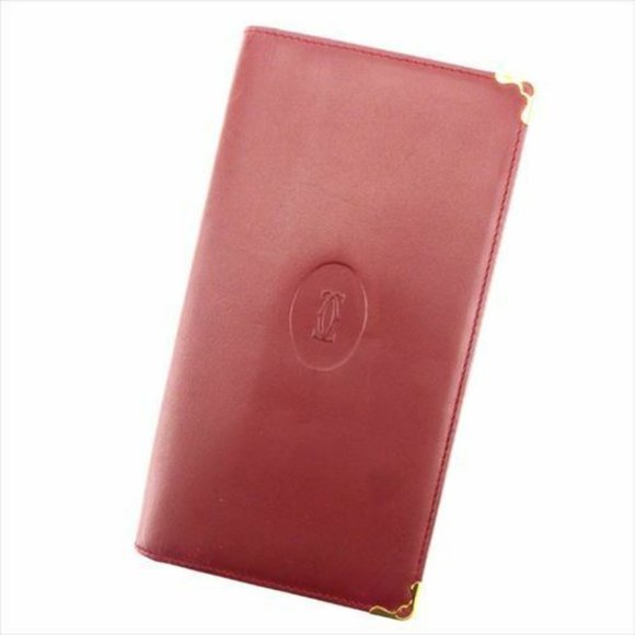 Cartier Handbags - Cartier Wallet Purse Mastline Red Gold Woman unisex Authentic Used T7080